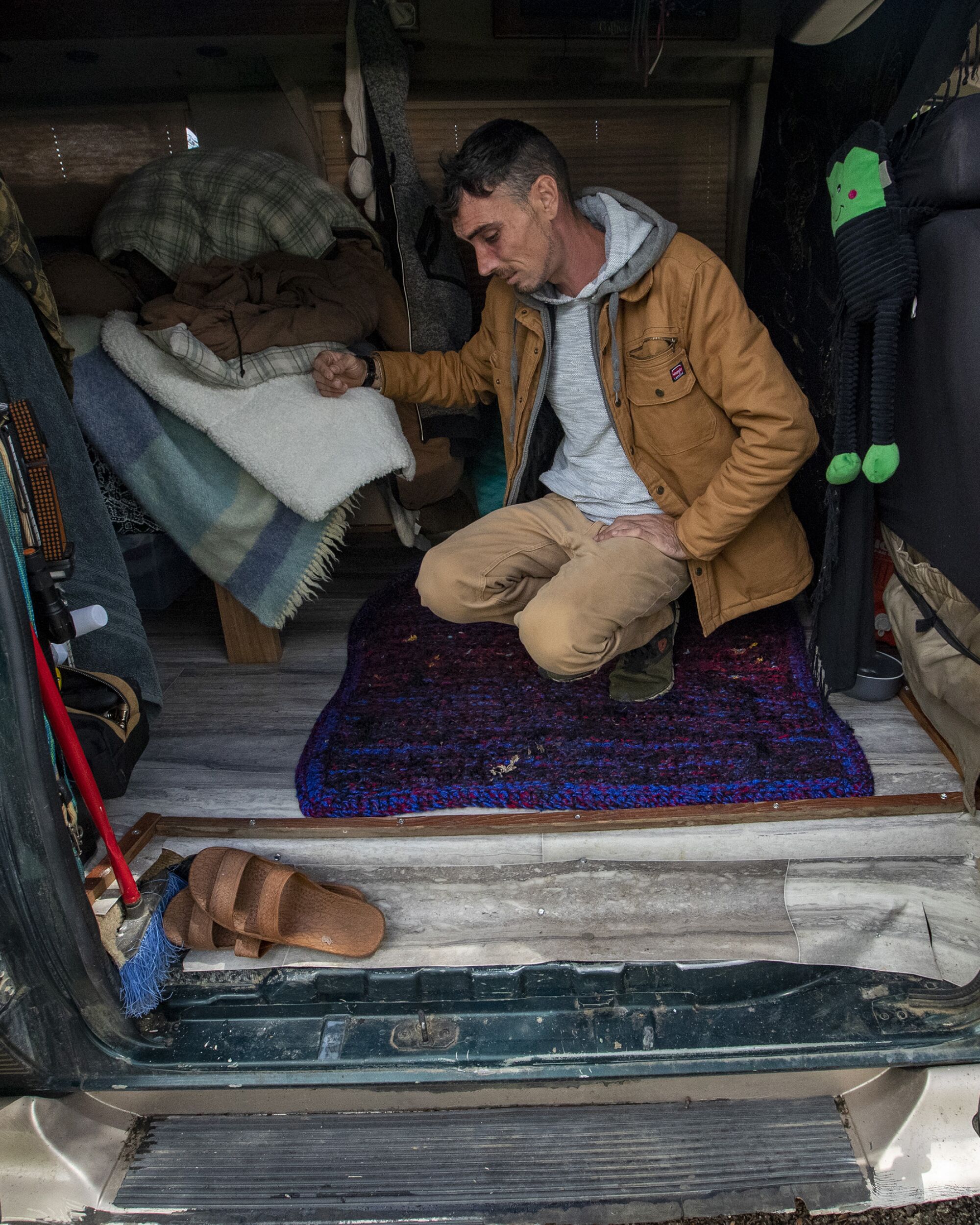 A cannabis worker lives in his van